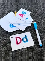 Wipe-able Alphabet Fun Cards Toy, Early Learning Educational Uppercase Lowercase Letters Gift For Kids, Spelling Animal Cartoon 1