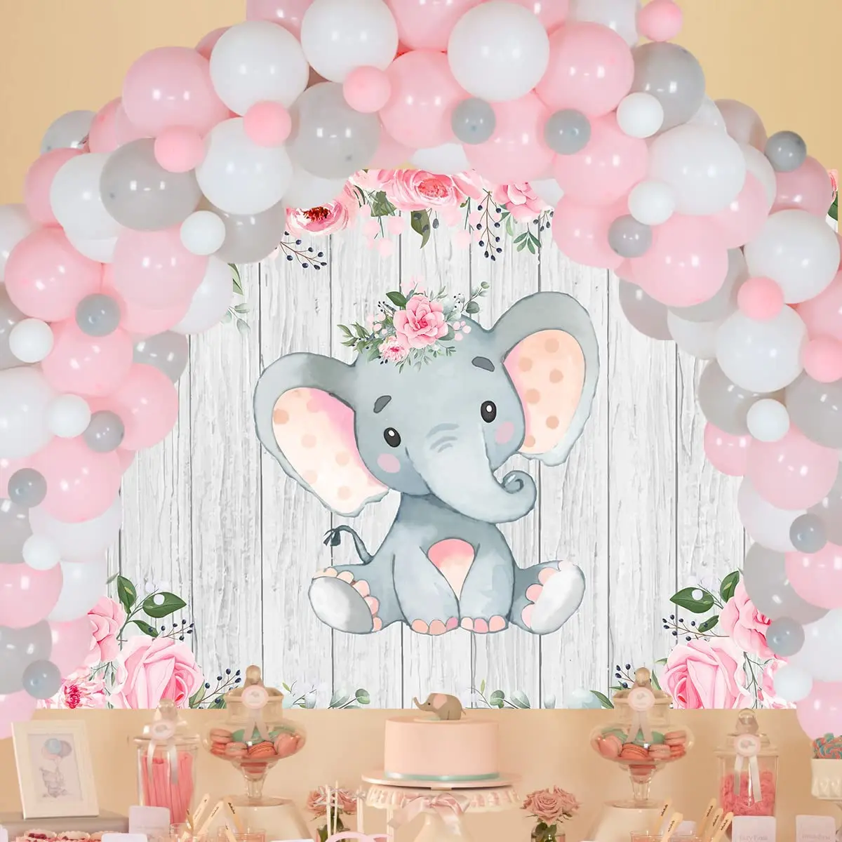 Decoraciones de elefante para Baby Shower para niña, Kit de