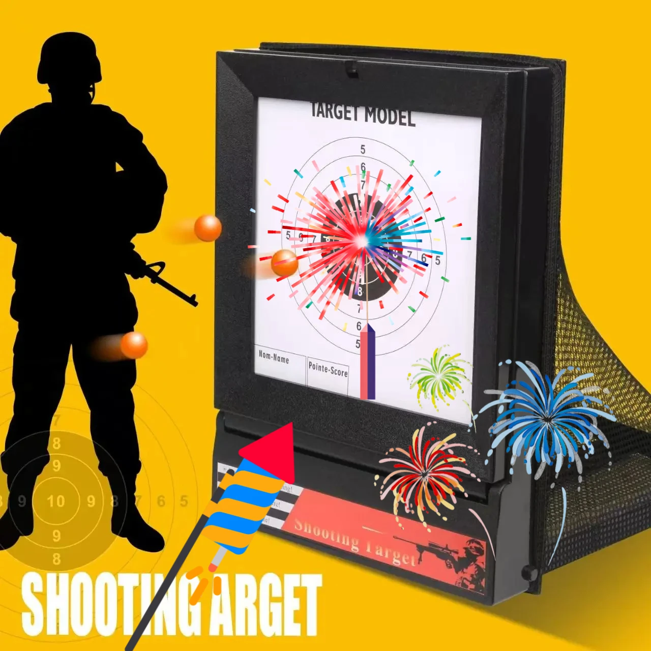 Cible Airsoft métal pliante A2 avec piège BB - Cible portable recyclage pellets entraînement tir