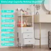 Rolling Makeup Cart Organizer - Floor Skincare Make Up Storage with 3 Drawers, Vanity Organizer Cosmetic Display Cases 4