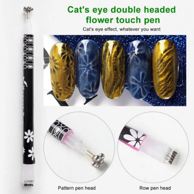 

Nail Art Magnet Stick Cat Eyes Double Headed Magnet for Nail Gel Polish 3D Line Strip Effect Strong Magnetic Pen Manicure Tools