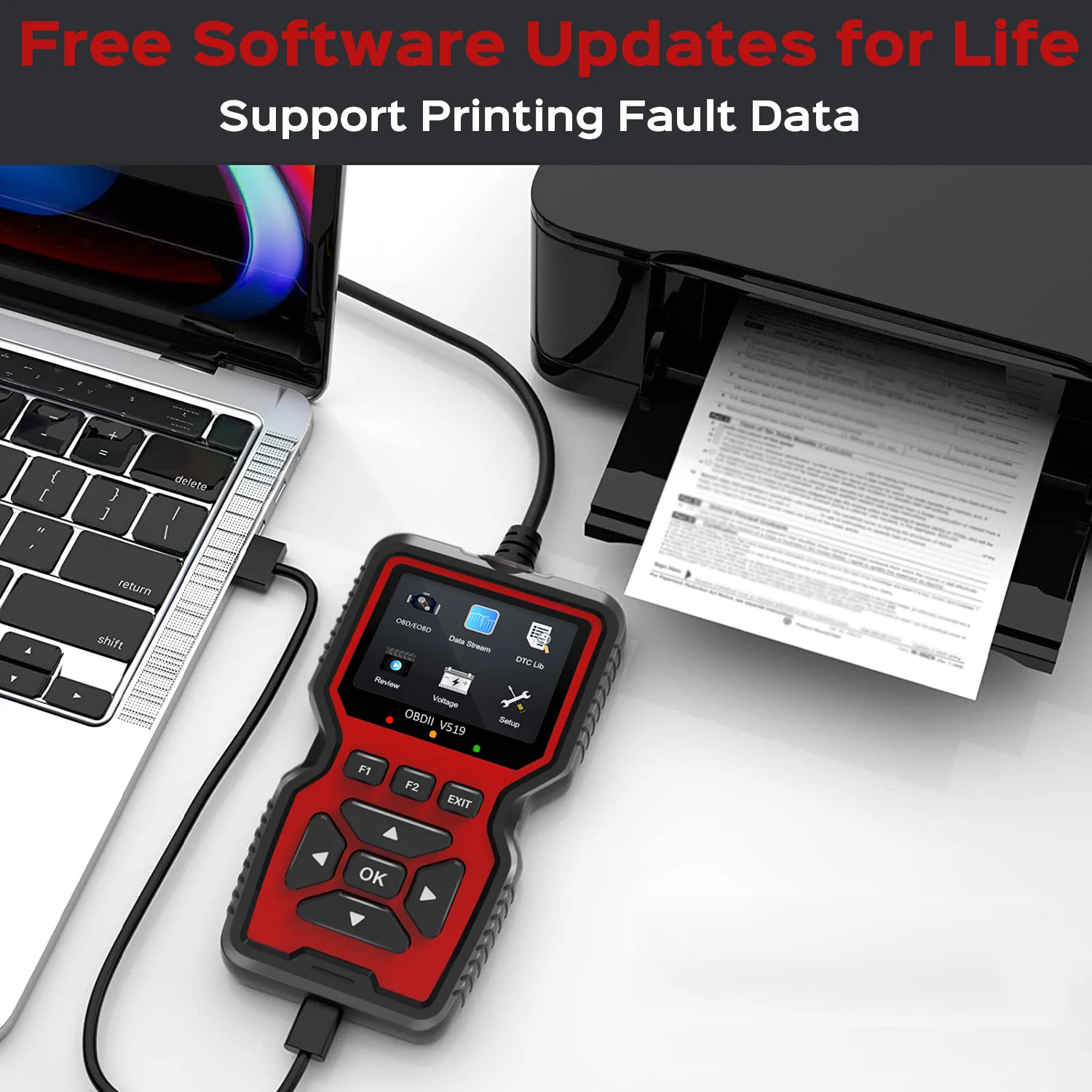 OBD2 Scanner Live Data Professional Mechanic OBDII Diagnostic Code Reader Tool for Check Engine Light 6