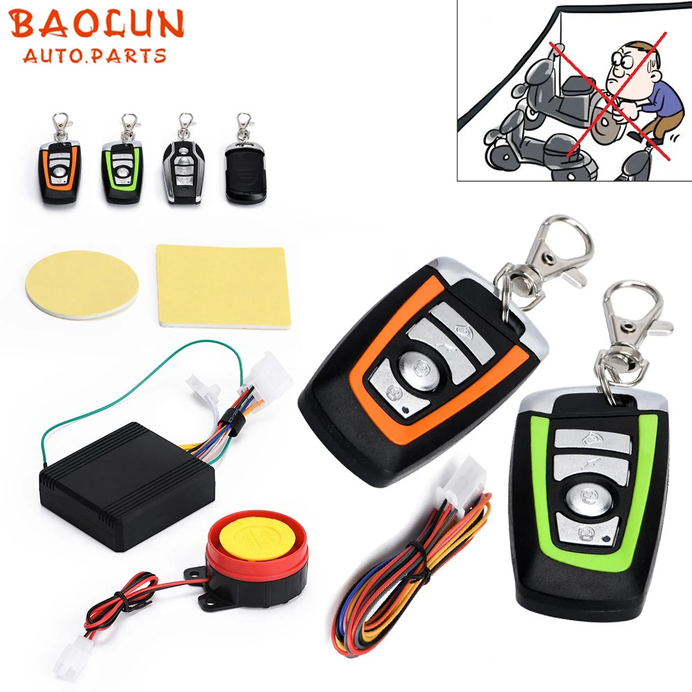 BAOLUN  Universal  Scooter Motorcycle Anti-theft Security Alarm System Engine Start Remote Control Key 10pcs lot xhorse universal vvdi wire remote control xkhy00en xkhy01en car key no transpponder chip for vvdi mini key tool vvdi2