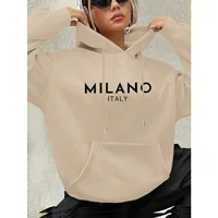 Plus Size 1XL-5XL New Women's Letter Print Sweatshirt Female Fashion All-Match Street Hoody Crewneck Casual Hoodies Pullover