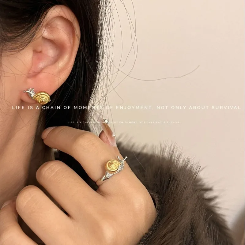 

Модные минималистичные золотые и серебряные двухцветные кольца и серьги, модные Универсальные ювелирные изделия в виде животных для женщин и девушек, аксессуары