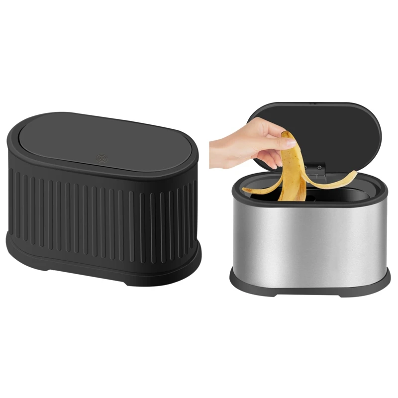 

Mini Trash Can With Lid, 4L Small Kitchen Compost Bin Countertop Trash Can, Stainless Steel Mini Garbage Can