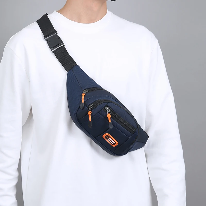 1 waist bag, adjustable shoulder strap, zipper closure, side backpack for hiking, running, and outdoor activities