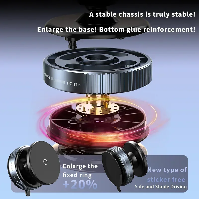 New Intelligent Mobile Phone Holder Double-Sided Folding Bracket Car Mount Magnetic Adsorption Bracket Vacuum Adsorption Stable