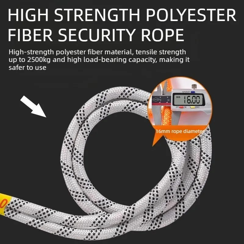 Durable Outdoor Safety Rope with Secure Locking Mechanism and Hook Connector for High Altitude Work - 2M
