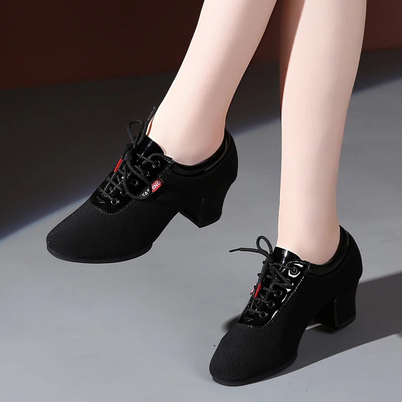 Women's Sports Oxford Cloth Shoes Latin Dance Shape Training Ladies Shoes Square Dance Shoes Breathable Ballroom Dancing Shoes