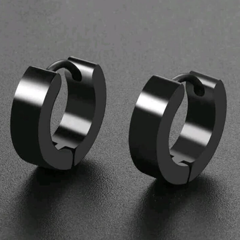1 /11 Pairs Punk Stainless Steel Stud Earrings Black Earrings Set For Men Women Vintage Hip Hop Piercing Ear Jewelry Accessories 4