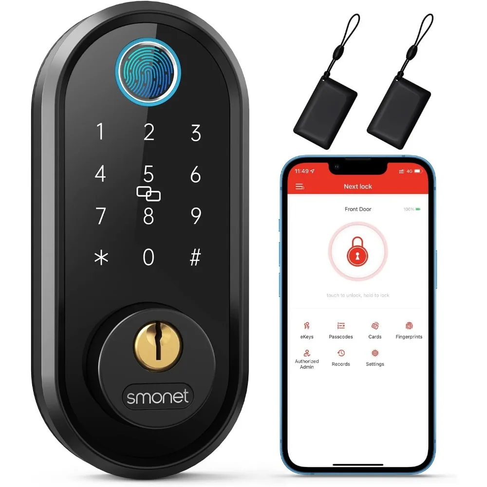 

Smart lock, fingerprint door lock, smart door lock keyless entry - with biometric numeric keypad, smartphone Bluetooth