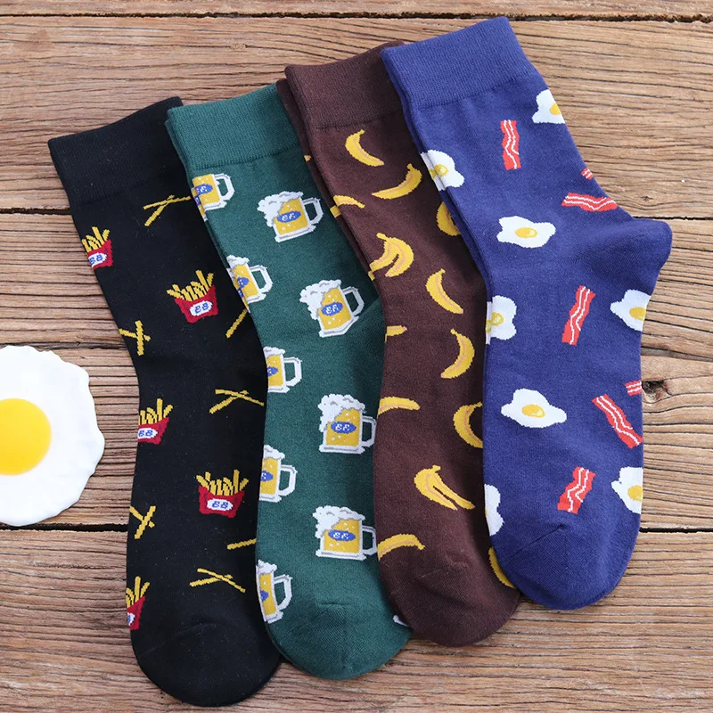 

Men Happy Funny Socks with Print Fruit Food Art Cute Winter Socks Food Cotton Fashion Harajuku Socks Jacquard Couple Socks