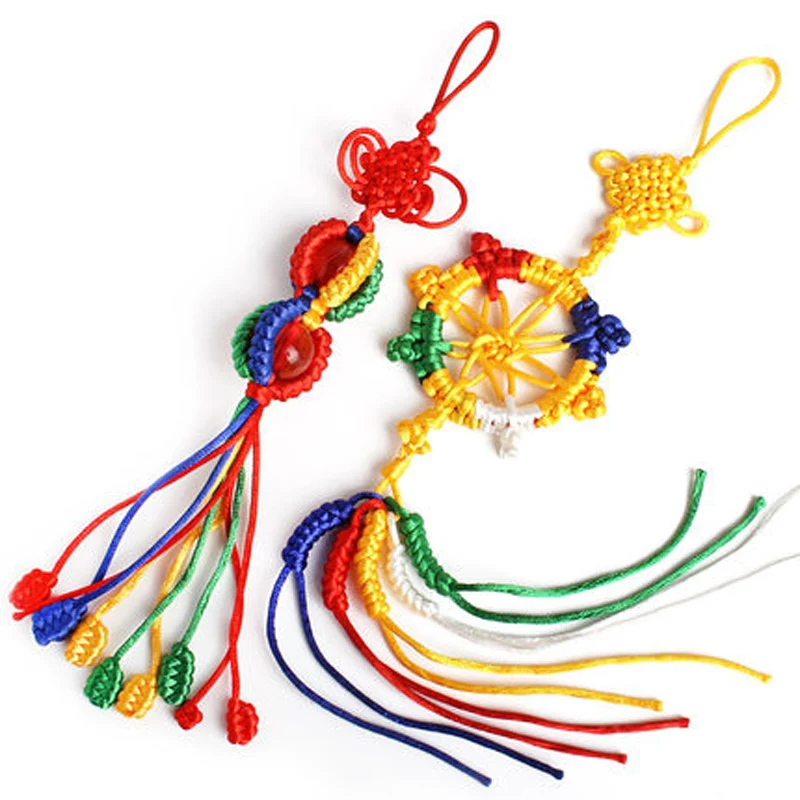 Tibetan Buddhism Hanging Dharma Wheel Knots for Drive Out Evil Spirits, Ornamental
