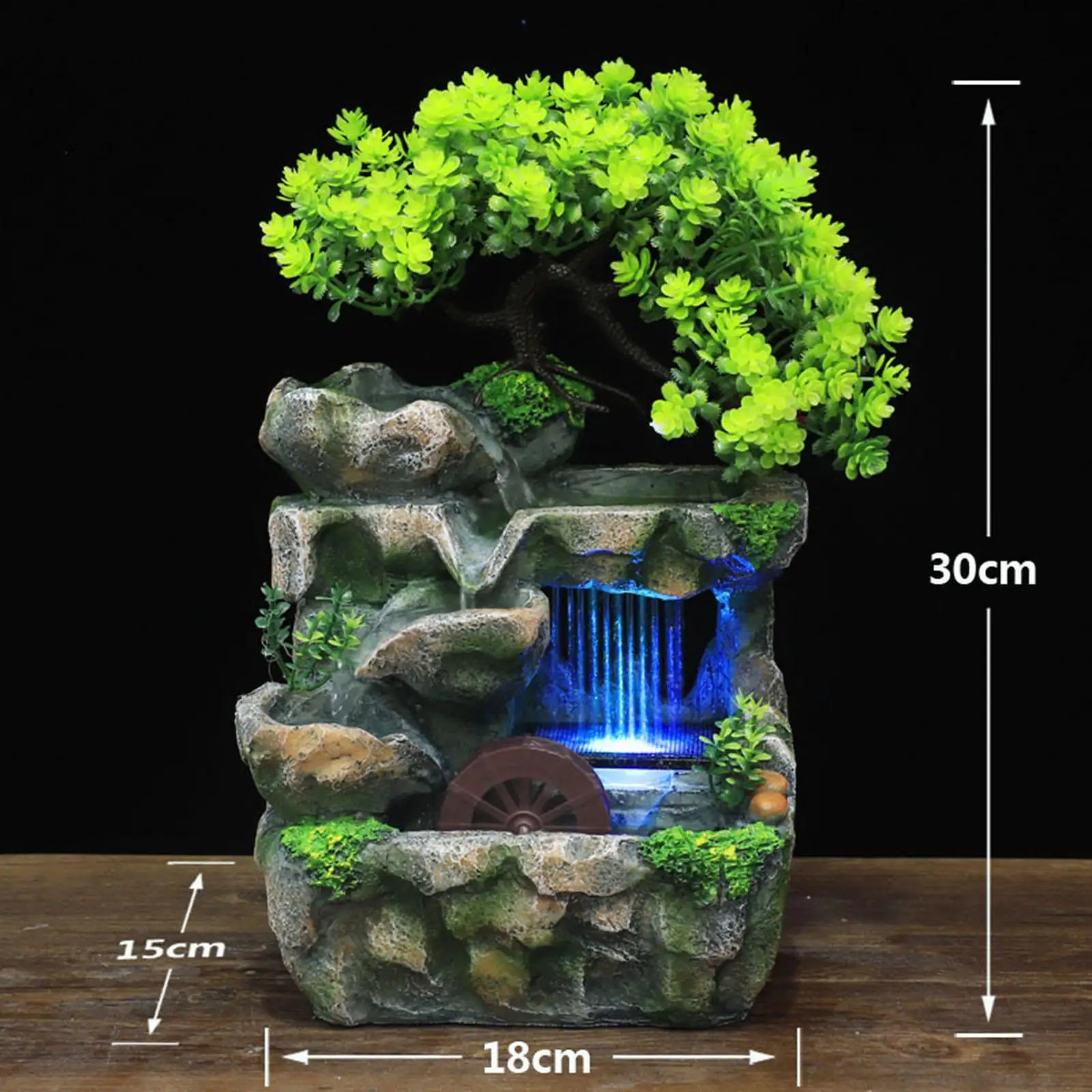 ロッカリーとウォーターデコレーション 噴水 リビングルーム