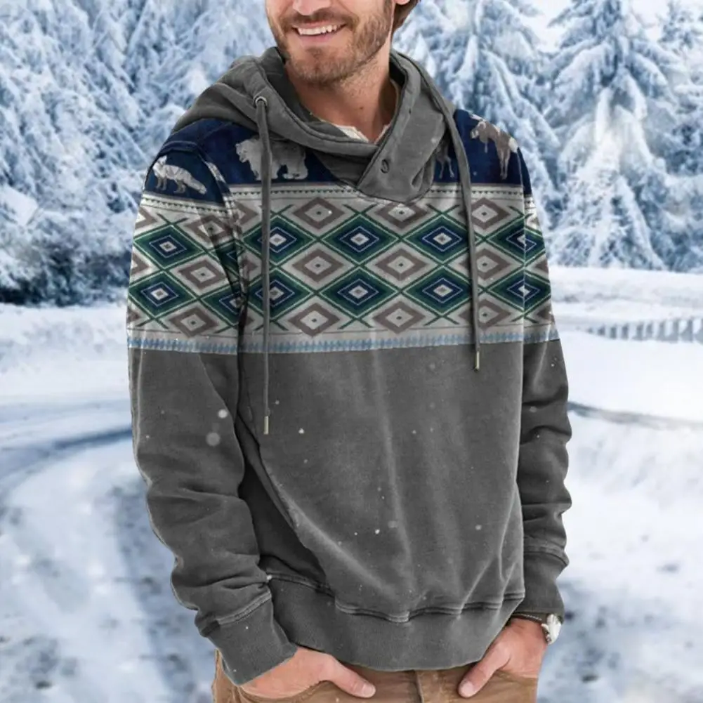 Male Hoodie  Fashion Drawstring Anti-pilling  Loose Style Hooded Pullover Top Streetwear