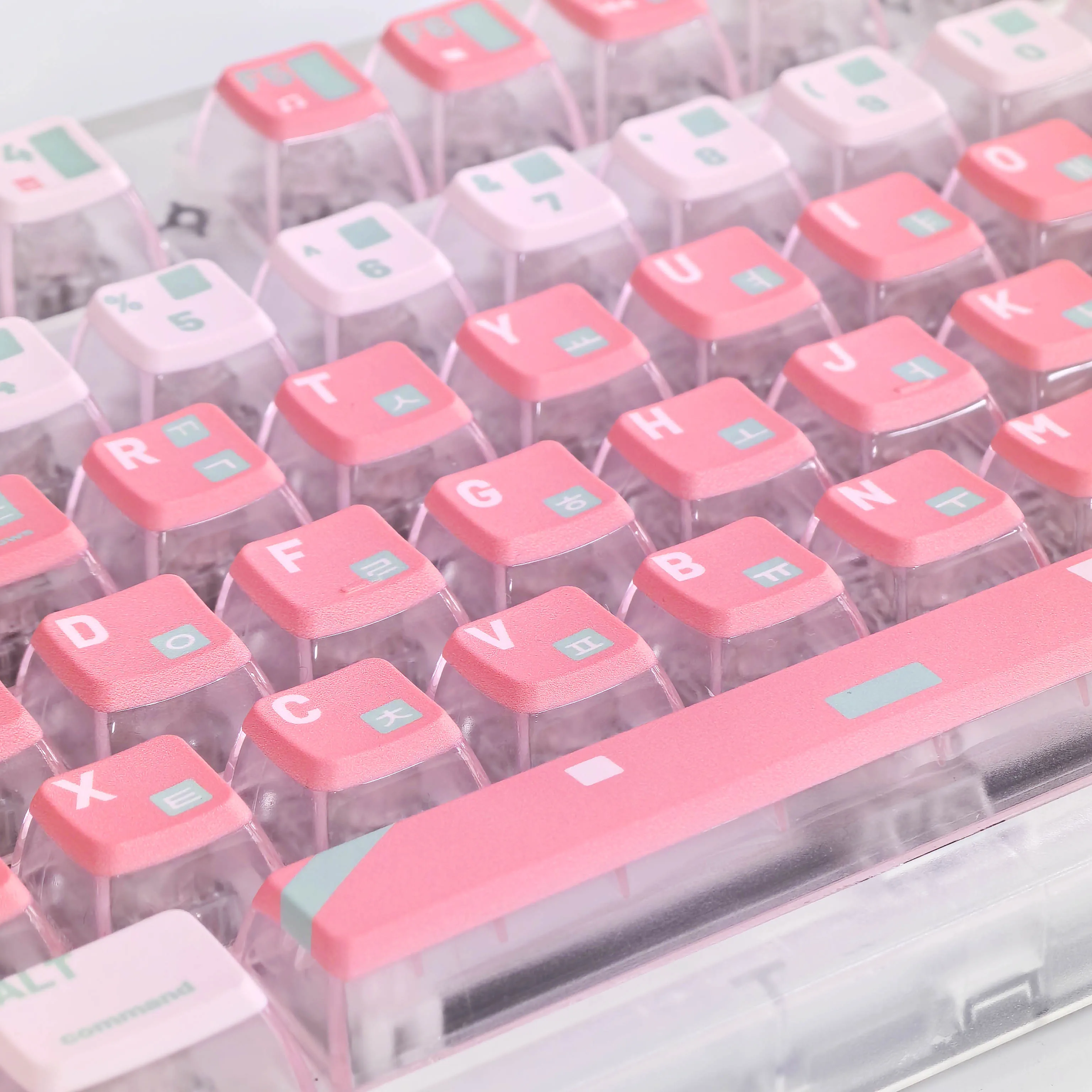 Translucent Pink Pudding PBT Keycap Set - Korean ASA Design, Spring/Summer Edition