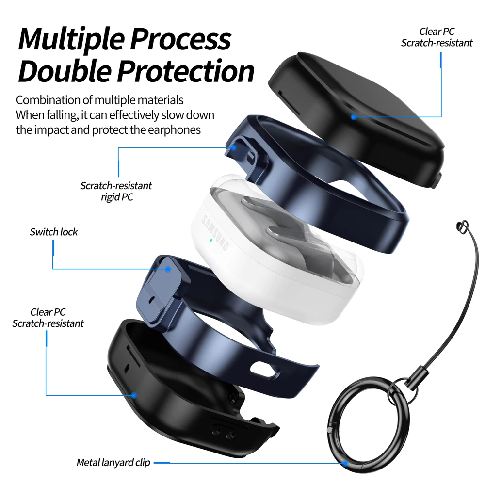 Secure Lock Earphone Case with Keychain for Enhanced Earbud Protection