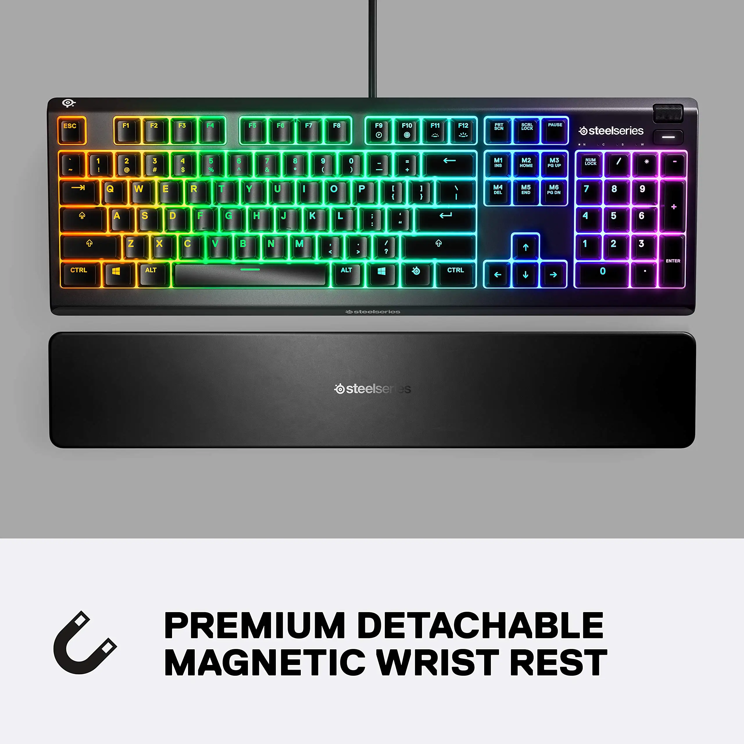 SteelSeries Apex 3 RGB Gaming Keyboard Apex 3 TKL 10 Zone RGB Illumination  IP32 Water Resistant Premium Magnetic Wrist Rest