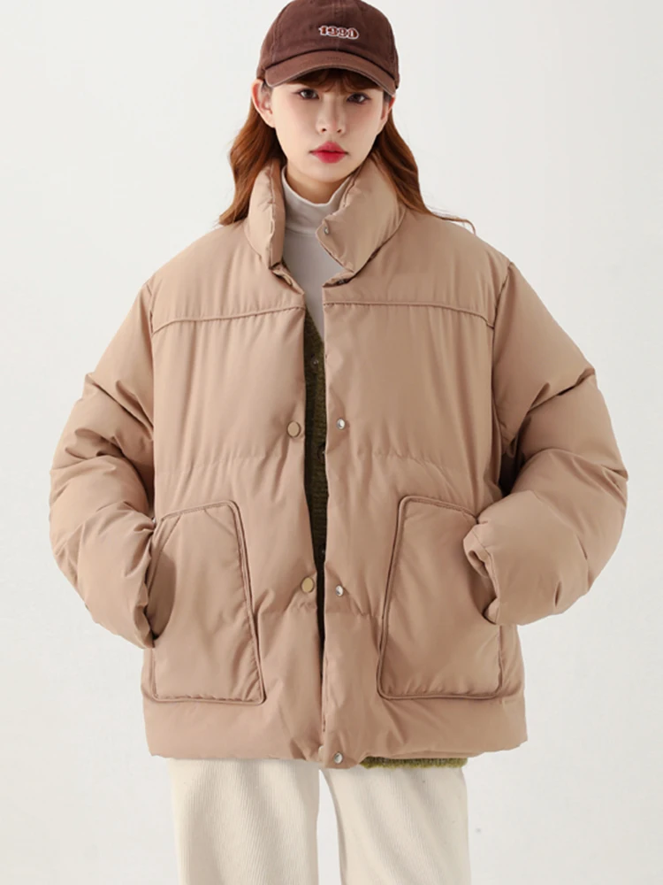 QOERLIN Winter Jacket Women Parkas Thicken Warm Coat Stand Collar Jackets Solid Color Parka Coat Women Fashion New Streetwear