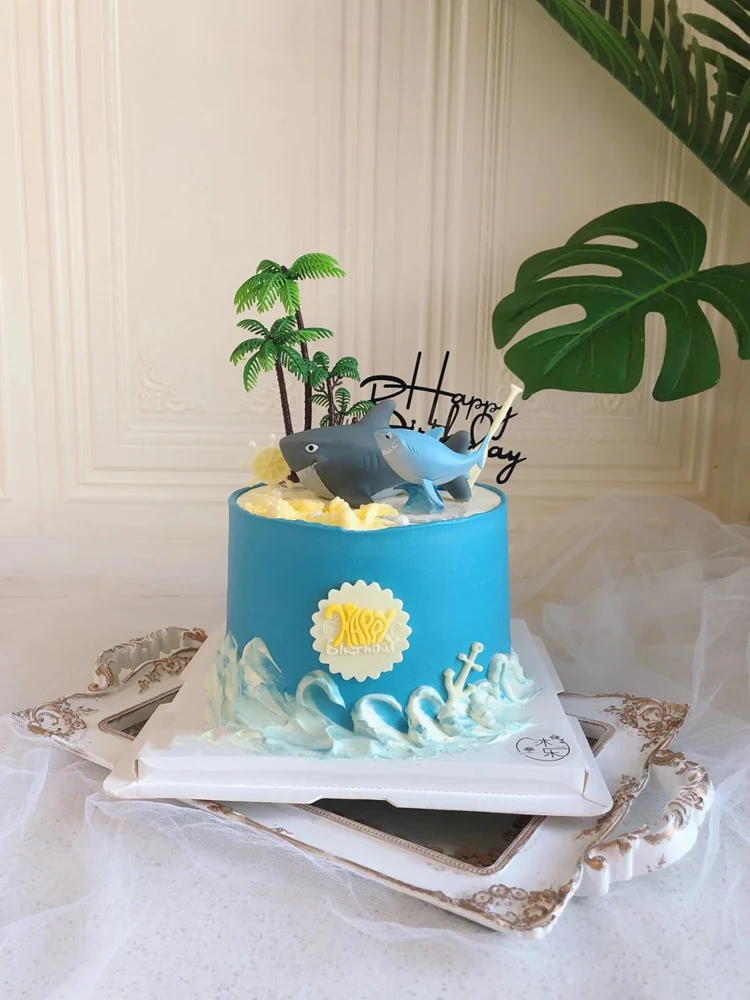 Cake Topper Shark Birthday Cake Topper Party OceanOrganism World Styles Whale Dolphin Decoration Boy Kids Happy Baby Birthday Decor Gift