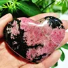 Natural Stone Pink Beautiful Rosestone Heart Witch Meditation Spirit Exorcism Healing Crystal Room Ornament 6