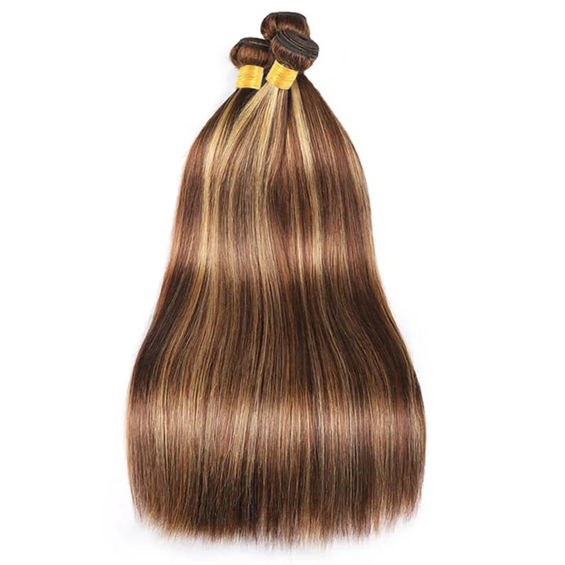 3/4PC Highlight Straight Human Hair Bundles Double Weft Hair Extensions P427 Piano Color 65g/PC Raw Indian 12A Grade