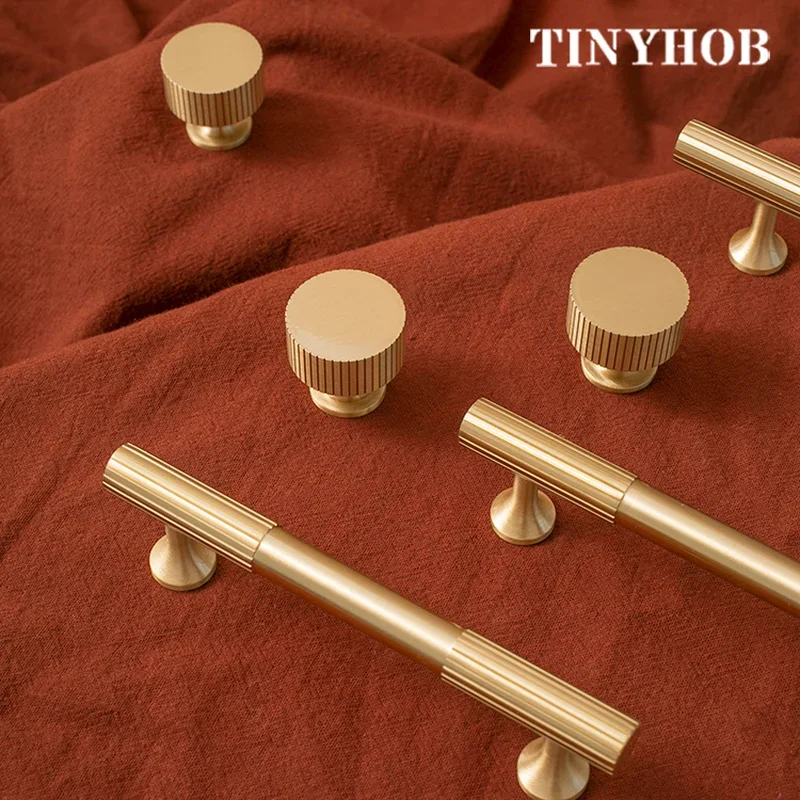 Solid Brass Drawer Knobs T bar Handle Bedroom Pulls Kitchen Cabinet Door Pull Handle Modern Style Vertical lines