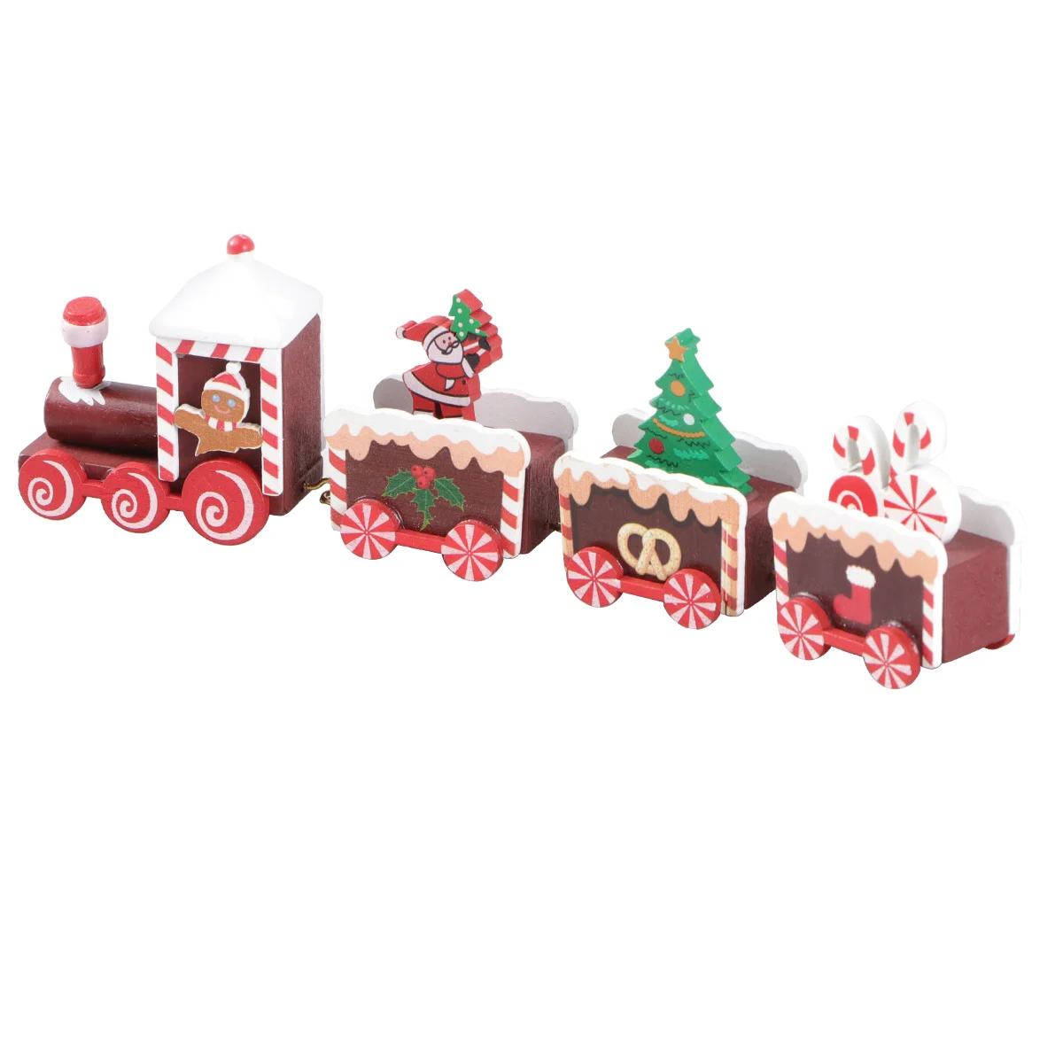 

Christmas Train Painted Wooden Christmas Decoration for Festival Present Table Centerpiece Holiday Fireplace Home Decor