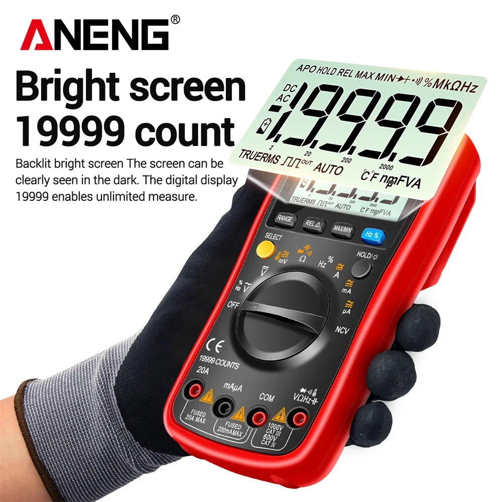 ANENG-AN870 ų  Ƽ 19999 īƮ,  Rms AC/DC   NCV Ʈ, Ȯ ڵ  ׽