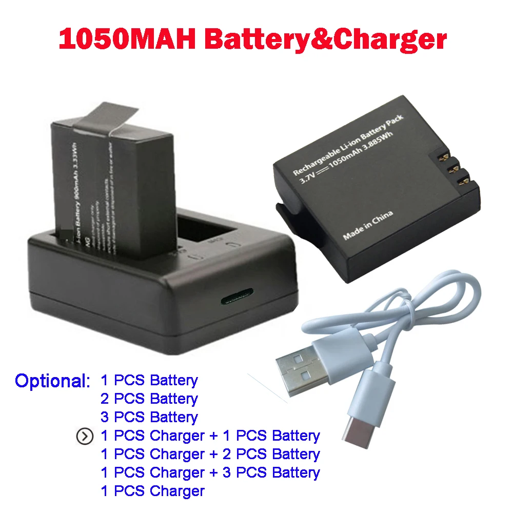 1050/1350 MAH Large Capacity Lithium Battery For Waterproof Sport Camera Action Camera Battery Life 1-3 Hours action camera,action camera accessories