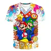 New Mario Short-sleeved 3D Printed Parent-child T-shirt Anime Cartoon Short-sleeved Round Neck Summer Children's Clothing 1