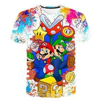 New Mario Short-sleeved 3D Printed Parent-child T-shirt Anime Cartoon Short-sleeved Round Neck Summer Children's Clothing 1