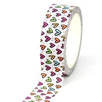 2025 NEW 1PC 10M Decorative Colorful Hearts Washi Tape for Scrapbooking Journaling Adhesive Masking Tape Cute Stationary 1