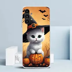 Spooky Black Kitten & Pumpkin Halloween Phone Case for Samsung A24 (SE050 - 1)