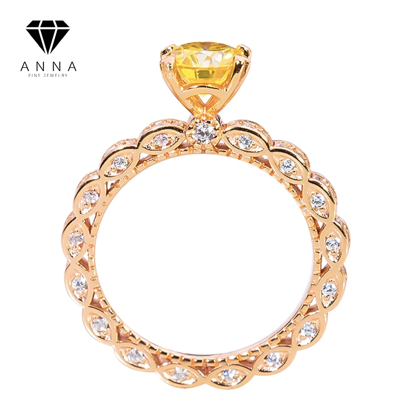 

Romantic 2CT Moissanite Yellow Diamond Ring D Color VVS1 Engagement 18k Rose Gold Plated Wedding Rings For Women Fine Jewelry