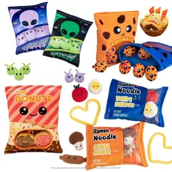 Funny Aliens Noodles Donut A Plush Bag Pudding Toy Cookie Bubble Tea Axolotl Animals Candy Creative Gift Home Decor Throw Pillow