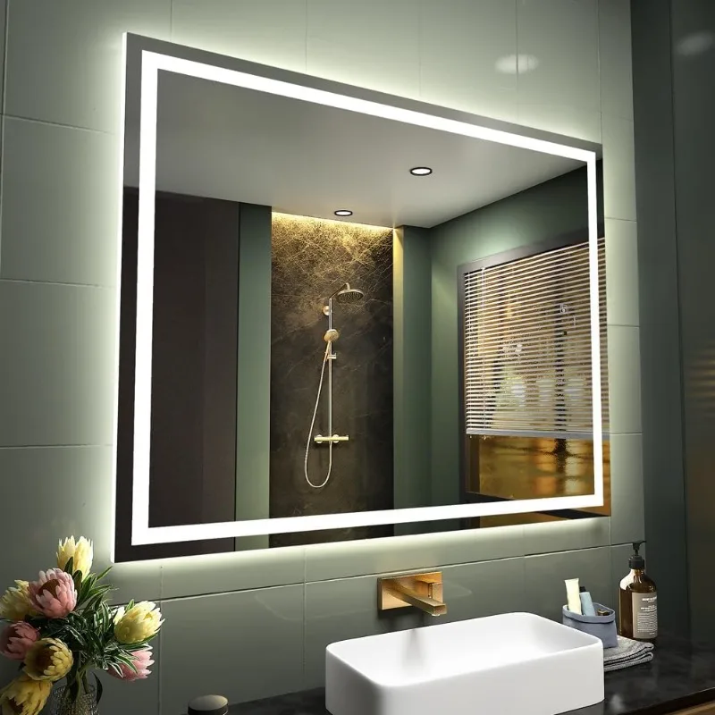 LED Bathroom Mirror, Hand Wave Induction Vanity Mirror with Bluetooth, Illuminated Dimmable Anti Fog IP44