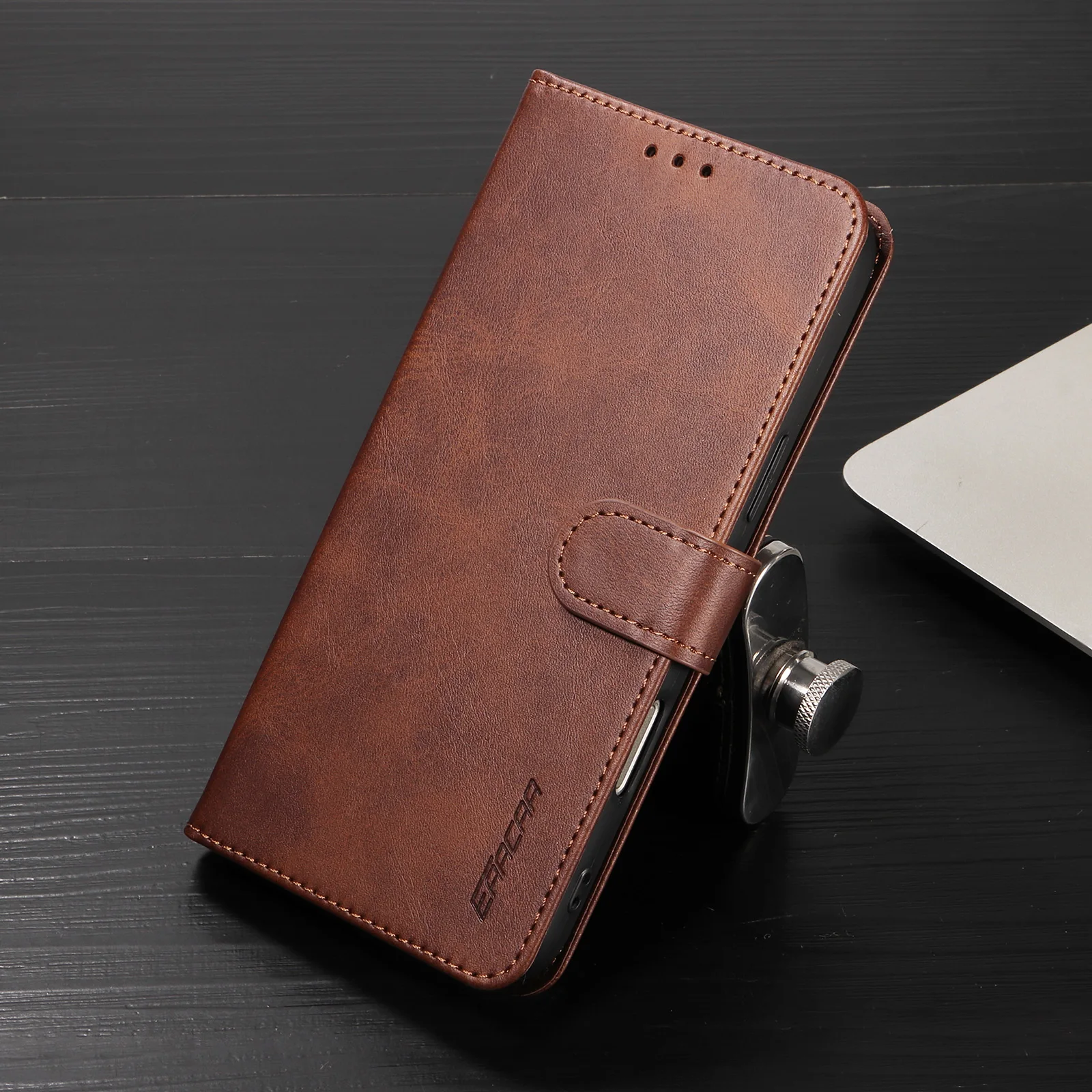 Light Luxury Faux Leather Phone Case with Built-in Stand and Card Holder