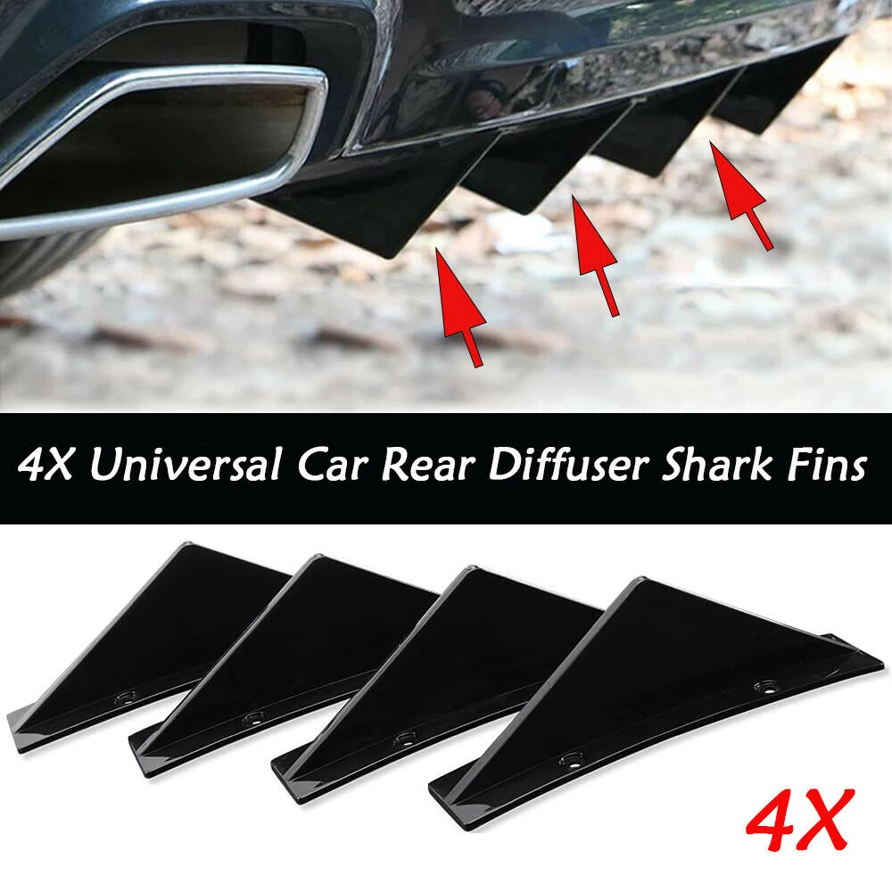 4Pcs Rear Bumper Diffuser Shark Fins Aprons Splitters Sticker Lip Universal For For Vw Golf Mk7 Gti 2006-2022 Car Accessories