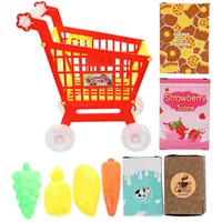 Play House Toy Cognitive Development Funny Shopping Trolley Fake Fruit and Vegetable Compact Cart Abs Kid Simulation Plaything 1