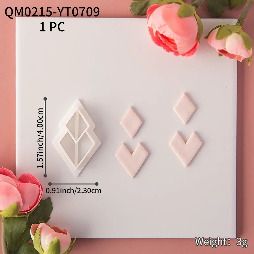 1pc Geometrische Diamant Polymer Clay Schneider Form Overlay Baumeln Weichen Ton Ohrring Schmuck Anhänger Modellierung Schneiden Sterben Hand Werkzeuge – Detail 9