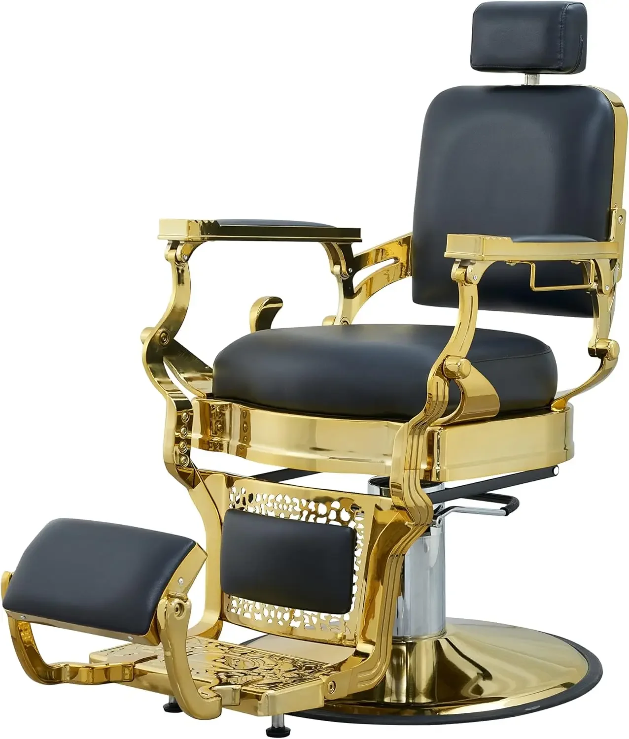 Vintage Barber Chair for Barbershop Heavy Duty Recline Salon Chair for Hair Beauty Stylist Tattoo Home (Golden)