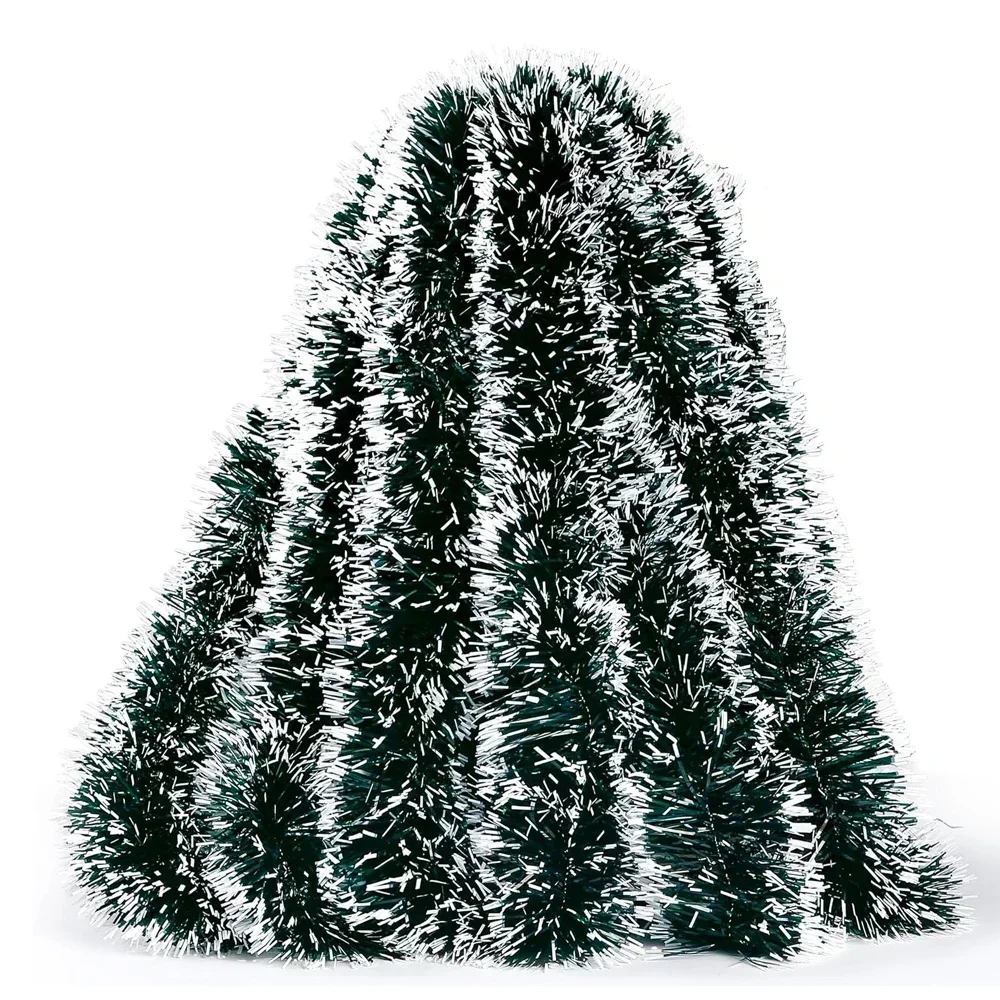 thumbnail image 1 of 2/20M Cintas de oropel navideñas Guirnalda de cinta de caña verde Colgante de árbol de Navidad Adornos de corona de cinta Decoración de fiesta para el hogar, 1 of 5