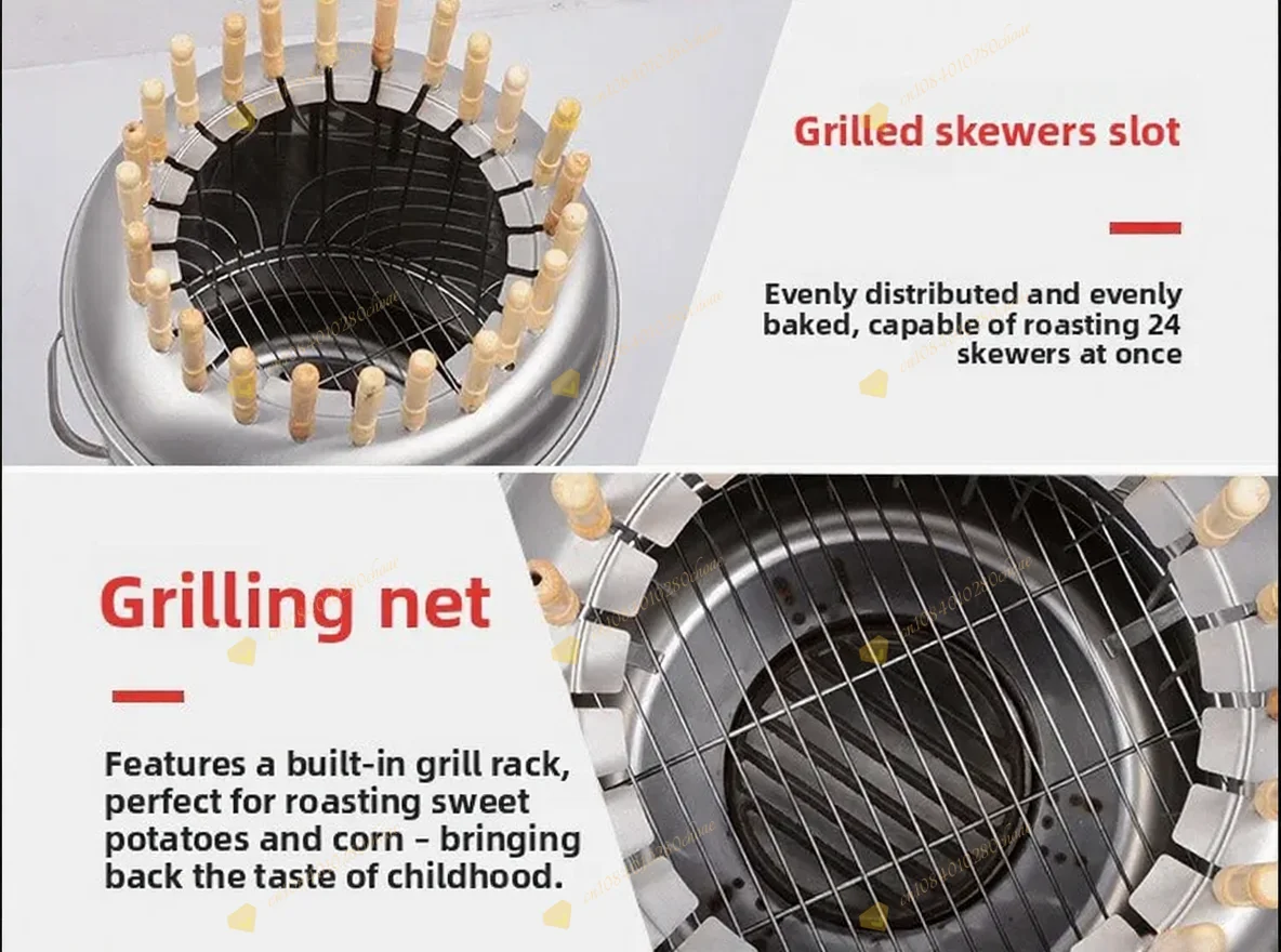 Charcoal BBQ Outdoor Smokeless Roaster for Duck Chicken Skewers Home Use