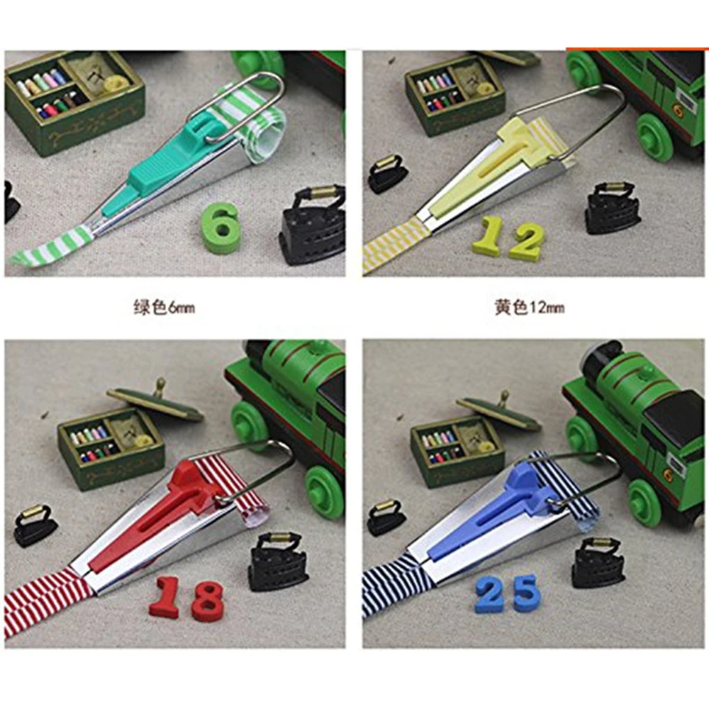 4 가지 크기의 재봉 액세서리 바이어스 테이프 메이커 세트-4 크기 25mm 18mm 12mm 6mm 재봉 퀼팅 헤밍 재봉 도구 AA7680