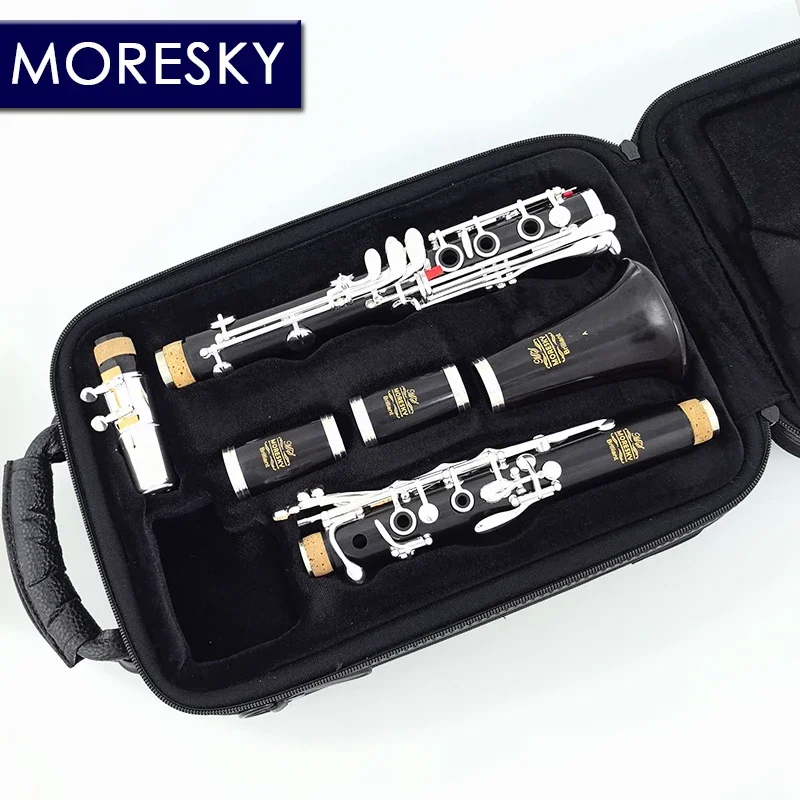 MORESKY Ebony Wood/Grenadilla Professional Clarinet A Silver Plated 19 Keys Klarnet &middot;Brilliant