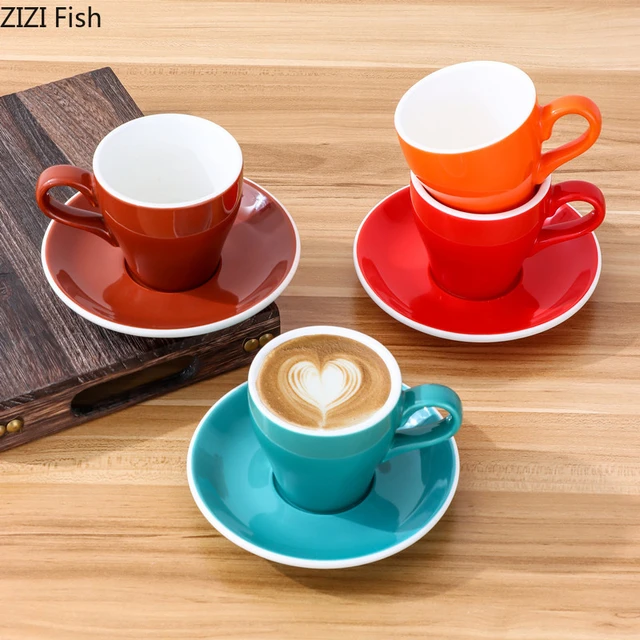 Tazza in ceramica tinta unita da 180ml con tazza e piattino Set di tazze e  piattini da caffè americano fantasia Latte Set semplice da bere per l'home  Office - AliExpress