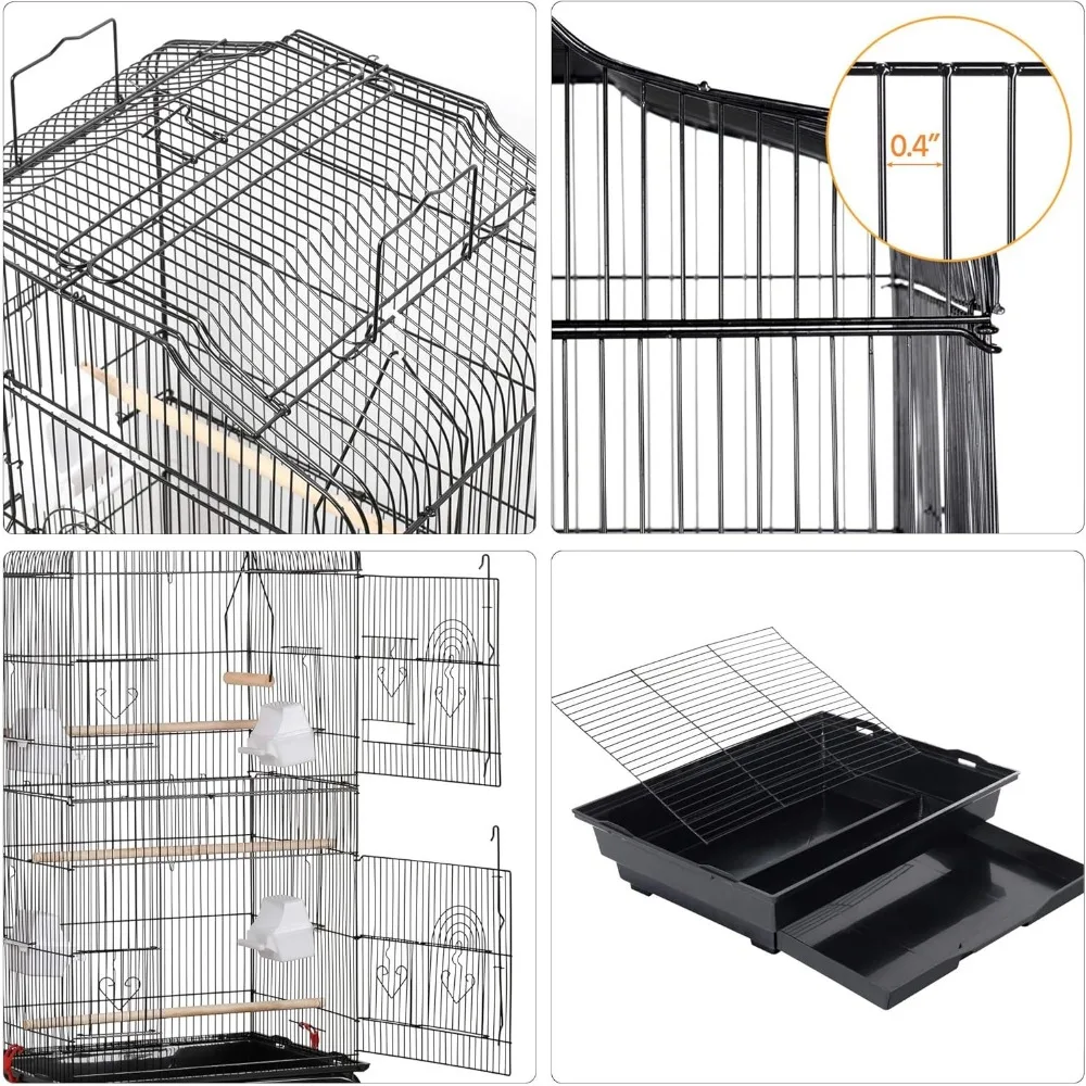 64-inch Play Open Top Medium Small Bird Cage with Detachable Rolling Stand for Parrot Lovebirds Finches Canaries