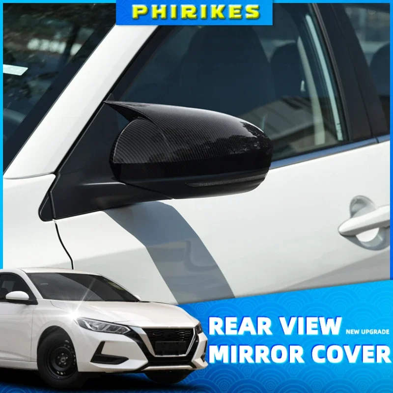 

1 Pair Side Mirror Cover Cap Add-On Housing Shell Horn Style Fit for Nissan Sentra/Sylphy 2020 2021 Side Mirror Cap